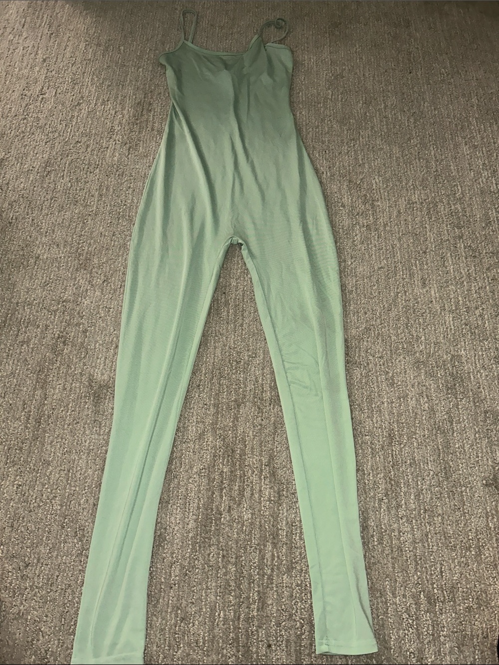 Slim Mint Green Spaghetti-Strap Jumpsuit